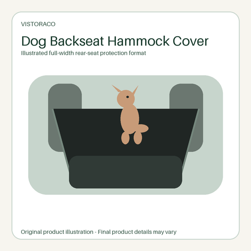 VistoraCo illustration of a dog backseat hammock cover format
