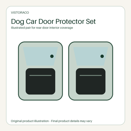 VistoraCo illustration of a two-piece dog car door protector format