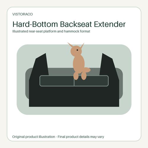 VistoraCo illustration of a hard-bottom dog backseat extender format